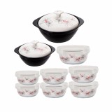 Bộ 2 nồi đất và 7 thố gốm sứ cao cấp hoa ly dong hwa hàn quốc