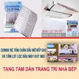 Bộ 2 sản phẩm Tấm chắn dầu mỡ bếp gas và Tấm lọc dầu mỡ máy hút mùi - Tặng 1 tấm dán trang trí tường nhà bếp GC-0001