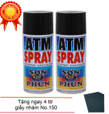 Bộ 2 sơn Xịt ATM Spray A210 Black + Tặng 4 tờ giấy nhám No.150