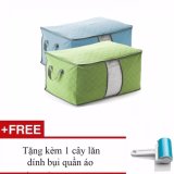 Bộ 2 túi để đồ cỡ lớn bằng vải không dệt + Tặng kèm 1 cây lăn dính bụi quần áo