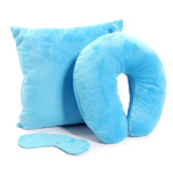Bộ 3 Gối tựa lưng + Gối kê cổ + Bịt mắt hali CB68 (Xanh Da Trời)