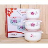 Bộ 3 thố sứ hút chân không cao cấp có tay cầm