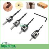 Bộ 4 mũi khoan gỗ âm mũ đầu đinh doa miệng lỗ 3-6mm chuôi tròn