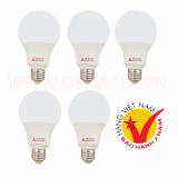 Bộ 5 bóng led tròn tiết kiệm điện 3w asia việt nam bảo hành 2 năm
