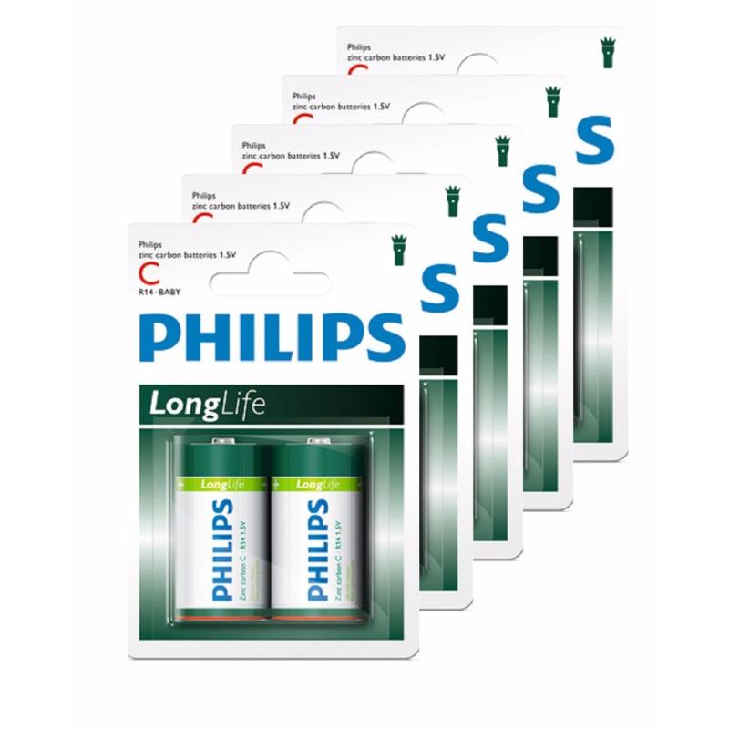 Bảng giá Mua Bộ 5 Vỉ 2 Viên Pin Philips Longlife C 1.5V (Xanh Lá)
