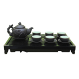 Bộ ấm ch&eacute;n gốm đắp nổi Ngoi nha gom su NNGS54