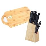 Bộ bộ dao inox 7 món và thớt tre chữ nhật Titi size lớn