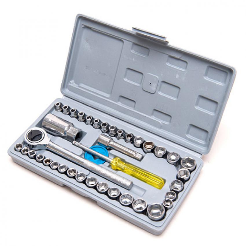 Bộ dụng cụ sửa xe khấu mở siết ốc và bugi 40 chi tiết