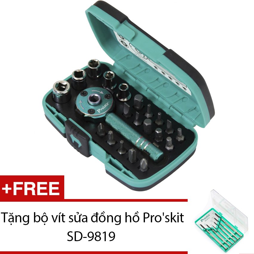 Bộ dụng cụ vặn vít ProsKit SD-2319M + Tặng bộ vít sửa đồng hồ
Proskit SD-9819