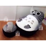 Bộ Ghế Lười Hạt Xốp 2 trong 1 Totoro xám 3 món 90x130cm