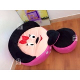 Bộ ghế lười hạt xốp có thành chuột mickey 3 món 90x40x25 cm