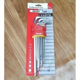 Bộ lục giác đầu bi 9 món thép mờ