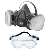 Combo bộ Mặt Nạ Lọc 3M 6200 gồm 1 mặt nạ 3M 6200 Đài Loan, 2 Phin Lọc 3M 6001 Hàn Quốc, 2 tấm lọc 3M 5N11, 2 nắp giữ tấm lọc 3M 501 + 01 Kính Bảo Vệ 3M 334, tặng kèm thêm 6 tấm lọc 3M 5N11. Mặt nạ có tác dụng phòng độc, chống khói, phun thuốc trừ sâu