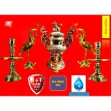 [Trả góp 0%] Bộ Ngũ Sự 5 món Vĩnh Tiến Tròn 3VT-Gồm Lư hương Cao 48cm  đôi chân nến cao 43cm và 2 con hạc cao 49cm - Đồ thờ đồng liên doanh Đài Loan