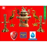 Bộ Ngũ Sự 5 món Vĩnh Tiến Vuông 3VT đồng Phú Cường Phát -Lư hương vuông số 3 cao 46m nặng 9.8kg và đôi chân nến cao 41cm nặng 4.6kg, 2 con hạc cao 46cm nặng 4kg - Đồ thờ phụng cao cấp bằng đồng liên doanh Đài Loan