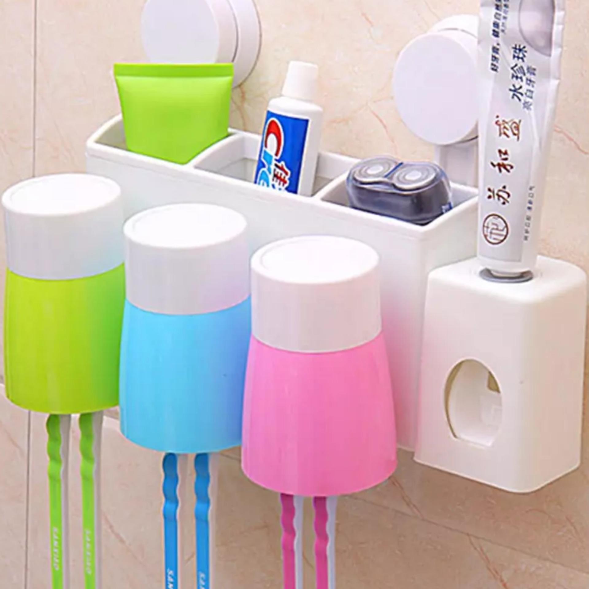 Bộ nhả kem đánh răng tự động hút chân không kèm 3 cốc