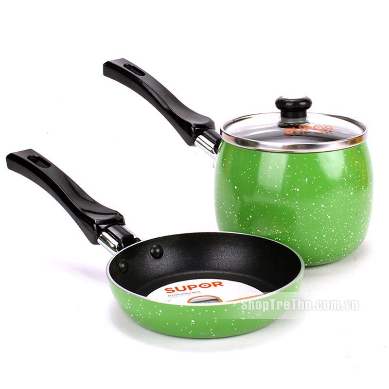 Bộ nồi chảo Bobo Supor T0305 Hợp kim nhôm vàng
