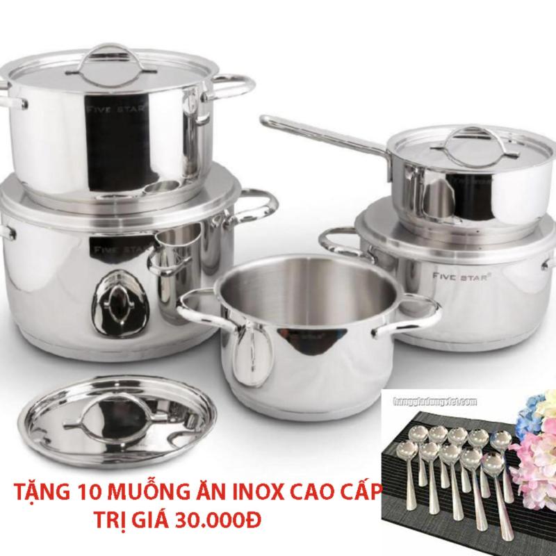 Bộ nồi inox Fivestar inox 304 bếp từ Kitchi 5 món - nắp inox