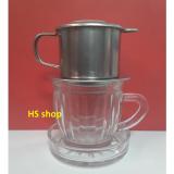 Bộ phin pha cà phê inox và ly thủy tinh 175ml kèm đế -npp hs shop