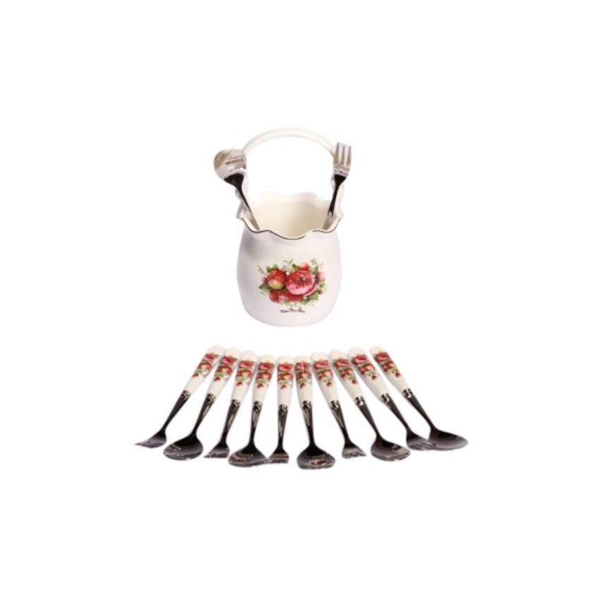 Hình ảnh BỘ THÌA + DĨA SỨ 5 THÌA VÀ 5 DĨA BẰNG SỨ