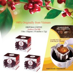 [HCM]COMBO 3 HỘP CÀ PHÊ TÚI LỌC ARABICA CẦU ĐẤT (HỘP 120G 10gói x 12g) - Zara Bean Coffee