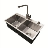 Chậu rửa bát đúc nguyên khối 2 hố cân Inox 304