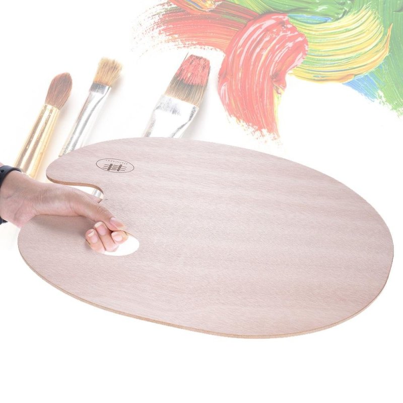 Mua Classic Handheld Oval Wood Palette Art Paint Mixing Tray 40*30cm/15.75*11.81in White (White)