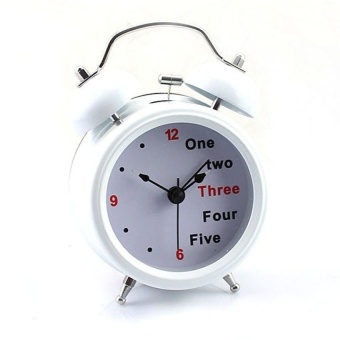 Classic Number/English Retro Double Bell Desk TableAlarmClock(White) - intl