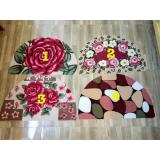 Combo 02 thảm lau chân hình bán nguyệt, hình vuông kích thước 60x40cm