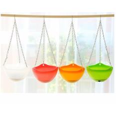 Combo 2 chậu trồng cây móc treo kim loại chodeal24h - cam - xanh lá