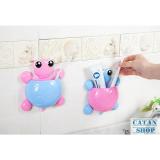Combo 2 hộp đựng, kệ treo bàn chải rùa con siêu cute, hít chân không tiện dụng, bàn chải đánh răng, kem đánh răng gd46-hbcrua-2