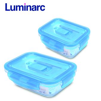 Combo 2 hộp thực phẩm thủy tinh Luminarc chữ nhật nắp cài (820ml - 1.22L)  