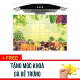 COMBO 2 Miếng dán trang trí tường nhà bếp, nhà vệ sinh kích thước 60x90cm - Tặng 1 móc gắn chìa khoá gà đẻ trứng ngộ nghĩnh - SDX247