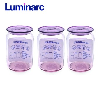 Combo 3 hũ thủy tinh Luminarc Rondo Ice Pink 1L L0365 (Hồng)  