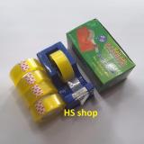 Combo Bàn cắt Băng dính, Băng keo để bàn và 05 Cuộn băng dính trong đường kính 6cm, rộng 1,8cm -NPP HS shop