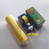 Combo Bàn cắt Băng dính, Băng keo để bàn và 10 Cuộn băng dính trong đường kính 6cm, rộng 1,8cm -NPP HS shop