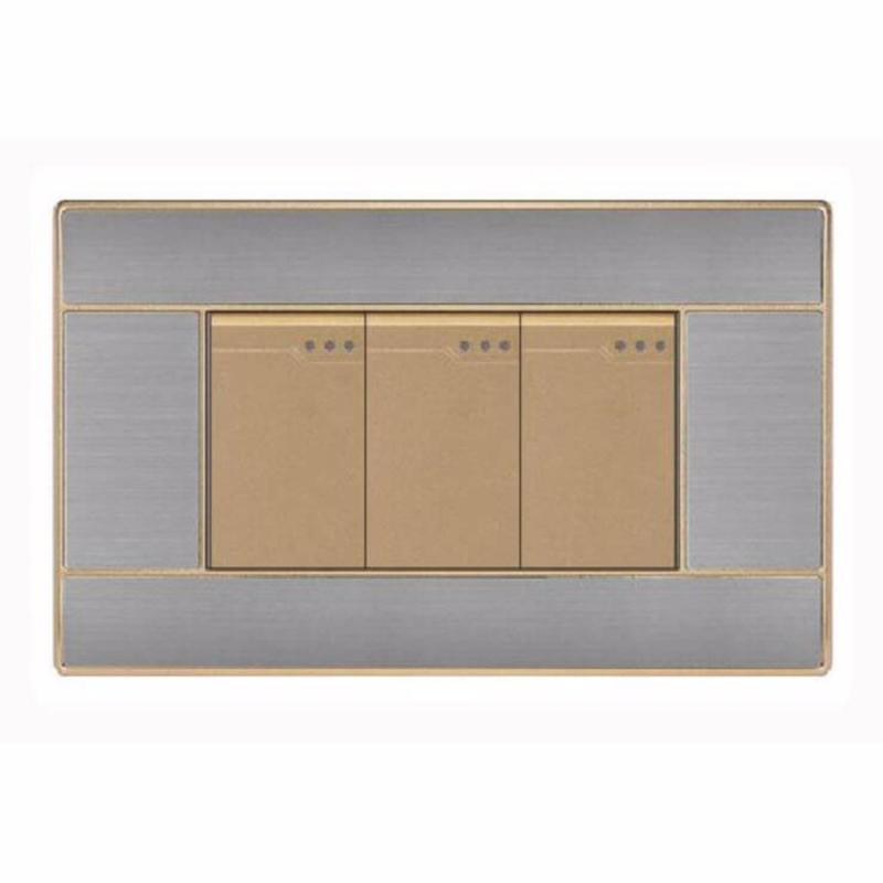 Bảng giá Công tắc ba 1 chiều 220V/16A mặt hình chữ nhật ốp kim loại KLASS
118KB7-008 (gold)