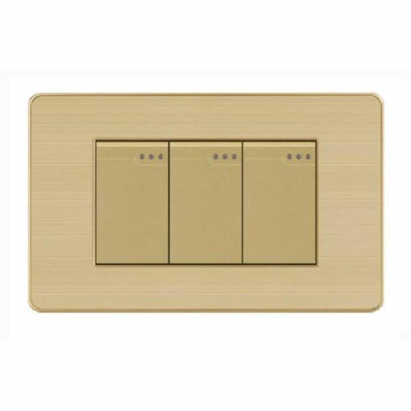 Bảng giá Công tắc ba 2 chiều mặt hình chữ nhật cao cấp KLASS 118KV5-009
(gold - vân hoa)