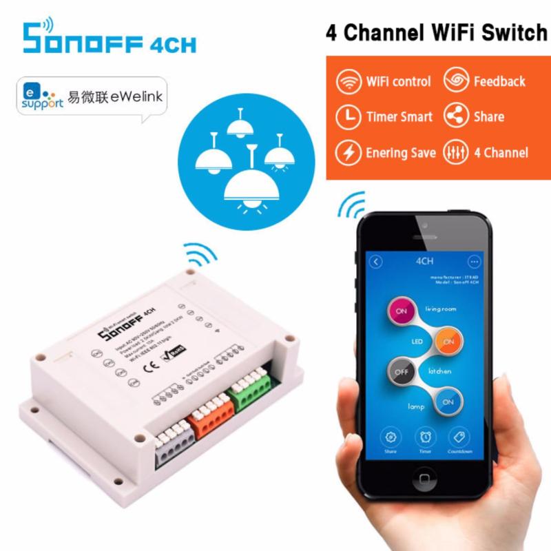 Công tắc wifi 4 kênh thông minh điều khiển từ xa qua wifi SONOFF 4CH