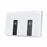 Công tắc wifi kết hợp công tắc màn hình cảm ứng kính cường lực 2 nút (2 Kênh) Chuẩn US Phím Piano