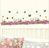 Decal dán chân tường hàng rào hoa màu tím cho bé AM810