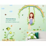 Decal dán tường cô gái chơi xích đu cho bé AY7264