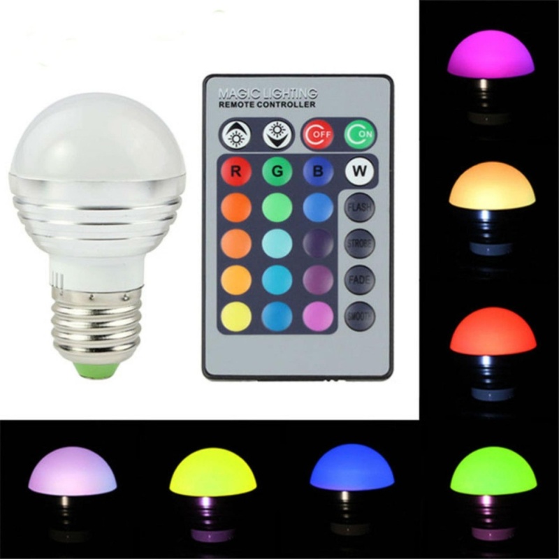 Bảng giá Mua Đèn Led bulb 16 màu 3w ( có điều khiển từ xa )