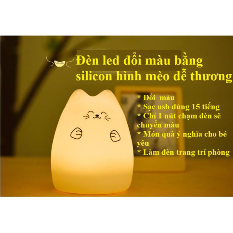 Bảng giá Mua Đèn Led silicon dẻo hình mèo ngộ nghĩnh đổi màu
