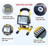 Đèn pha LED đa năng siêu tiết kiệm điện 30W chống nước IP65 (không kèm pin)