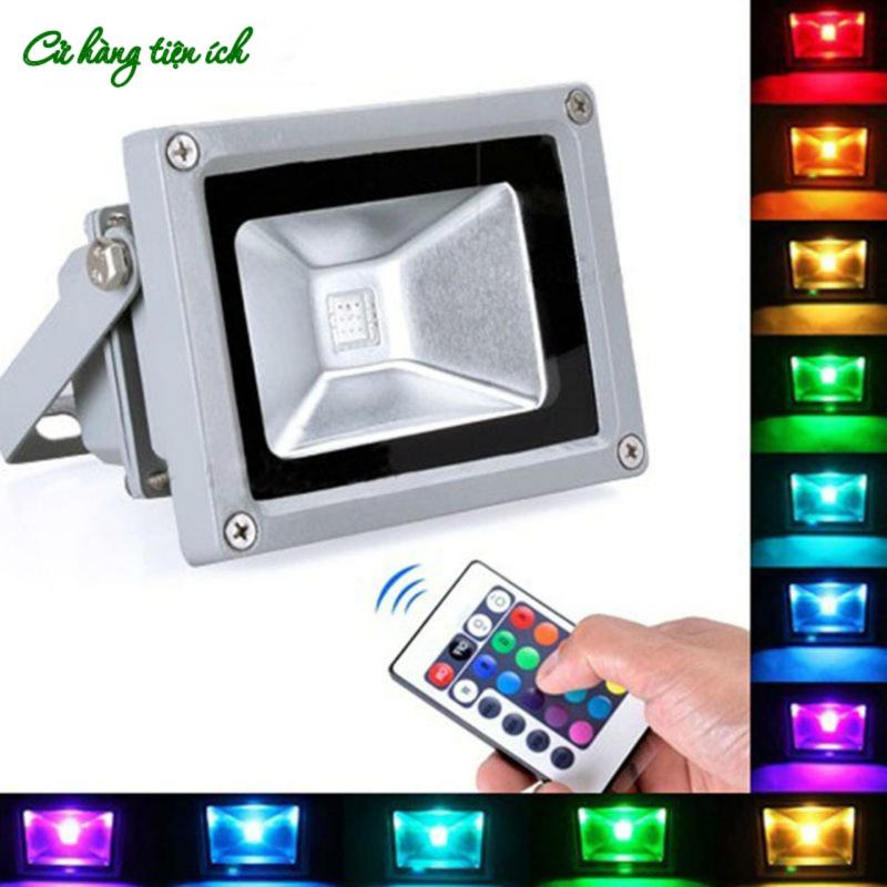 Bảng giá Mua Đèn pha led nhiều màu trang trí Spotlight 20w (có điều khiển)