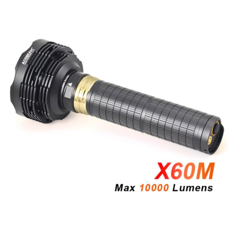 Bảng giá Đèn pin ACEBEAM X60M độ sáng 10000 lumen chiếu xa 525m 3 bóng LED CREE MT-G2 cổng sạc trên thân dùng 6 pin 18650 (kèm theo)