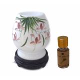 Đèn xông tinh dầu đuổi muỗi bát tràng lá ngẫu nhiên Ngọc Tuyết + Tinh dầu sả 10ml
