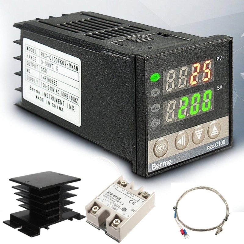 Bảng giá Mua Digital 220V AC PID REX-C100 Temperature Controller Max.40A SSR K Thermocouple - intl