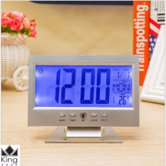 Đồng hồ để bàn led lcd báo thức thời tiết cảm biến âm thanh cao cấp ds-8082